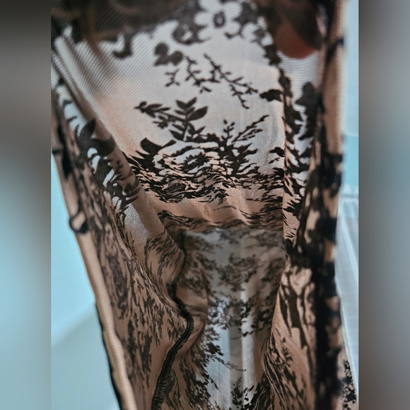 IRIS | Cocoa/Brown Sheer Floral Velvet Burnout Long Sleeve Dress - Picture 11 of 11